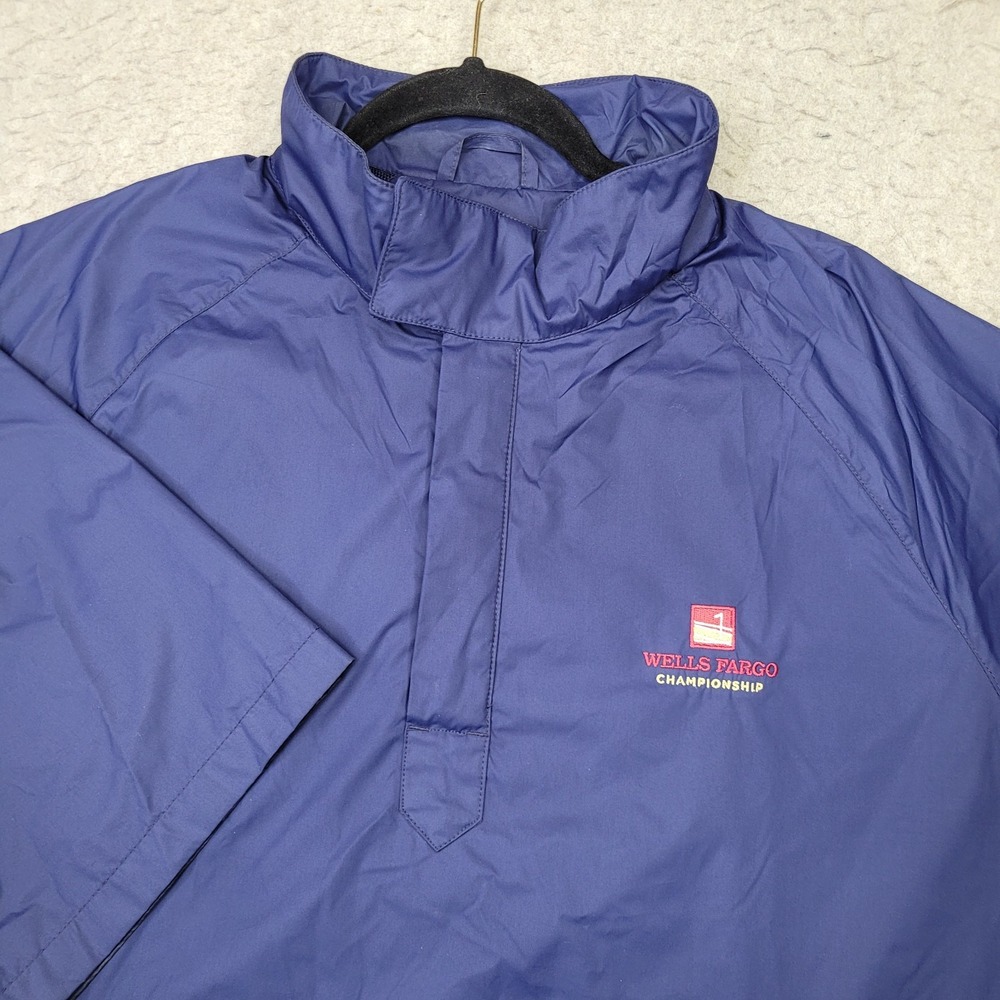 Polo Golf Ralph Lauren Wells Fargo Jacket Mens L Blue 1/4‎ Zip Short Sleeve